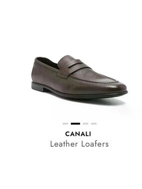 Canali Dark Brown Pebbled Leather Slip-On Loafers men size 41 US 8 new
